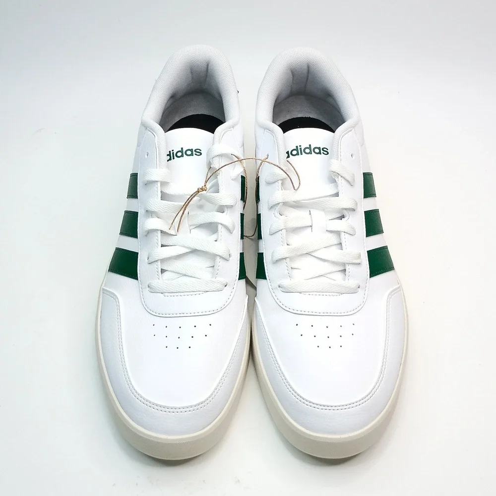 Adidas Breaknet 3.0 Sneakers Men Size 12 White Green Synthetic Leather JR3549